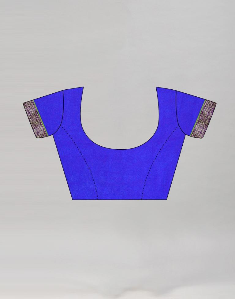 Blue Coloured Chiffon Geometric Printed Saree | Sudathi