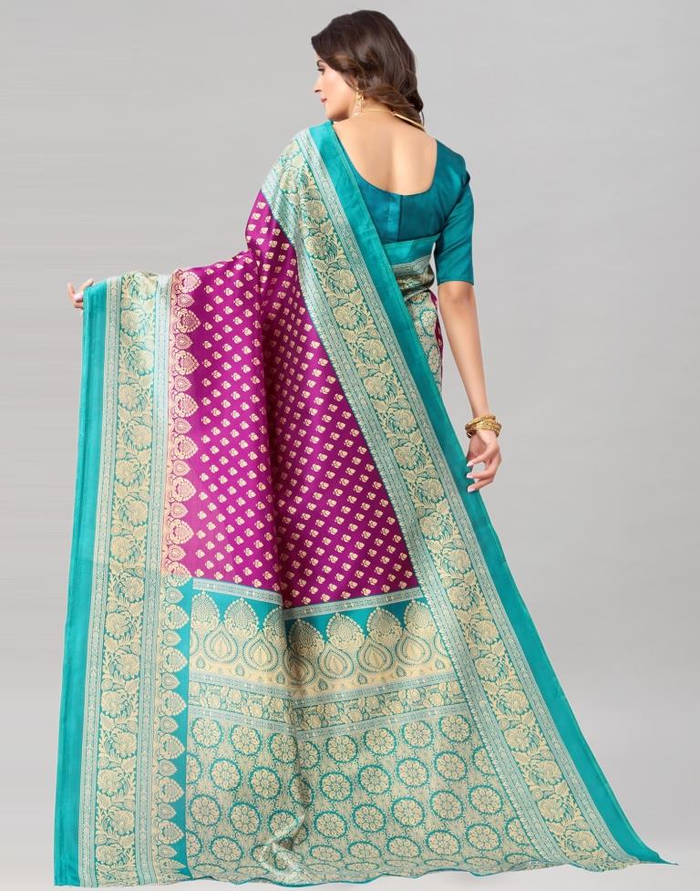 Rama Green Coloured Poly Silk Printed Saree | Sudathi