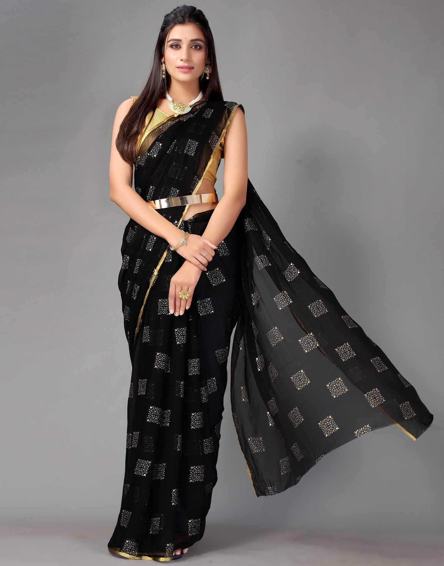 Black Chiffon Saree | Sudathi