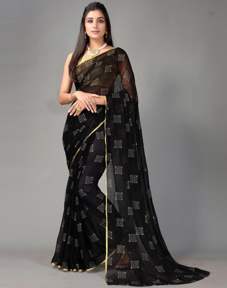Black Chiffon Saree | Sudathi