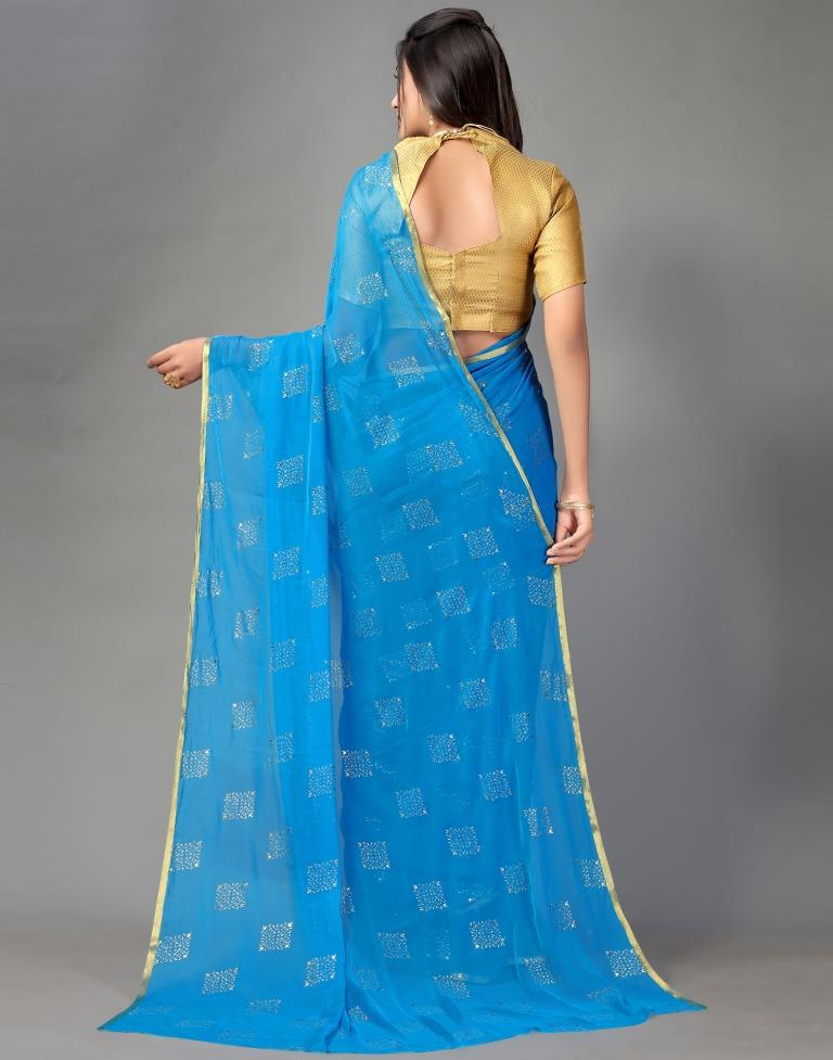 Sky Blue Chiffon Saree | Sudathi