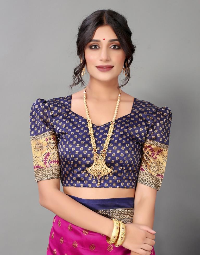 Rani Pink And Beige Silk Saree | Sudathi