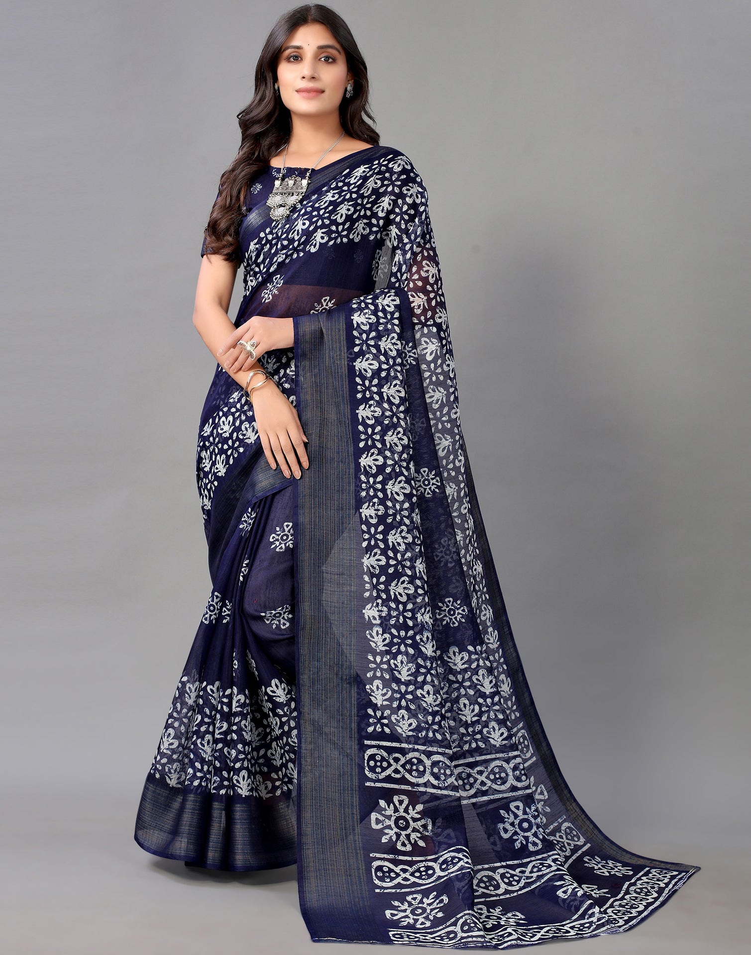 Dark Blue Cotton Saree | Sudathi