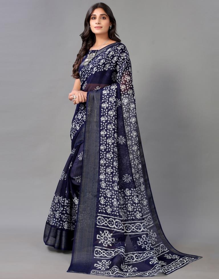 Dark Blue Cotton Saree | Sudathi
