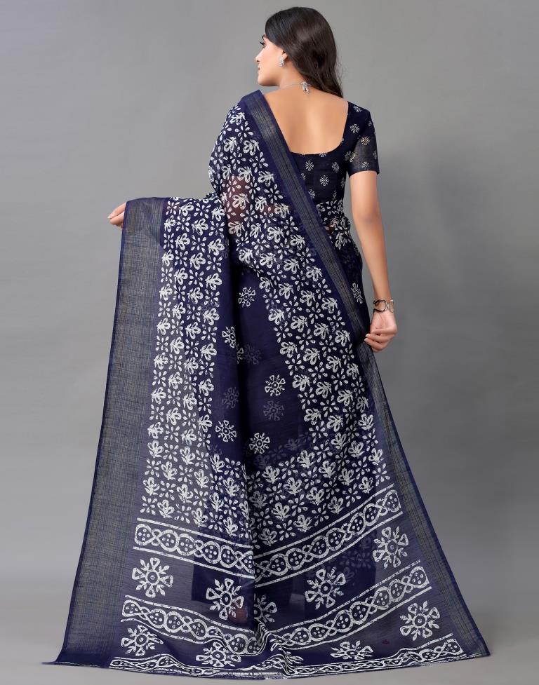 Dark Blue Cotton Saree | Sudathi