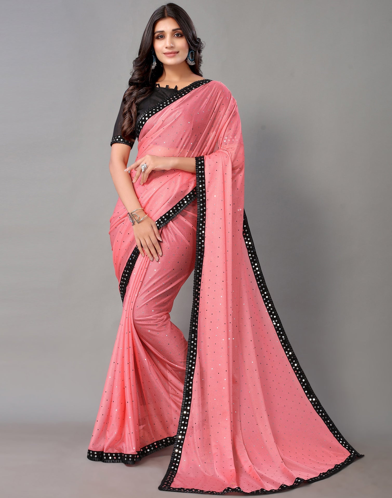 Watermelon Pink Sequence Saree | Sudathi