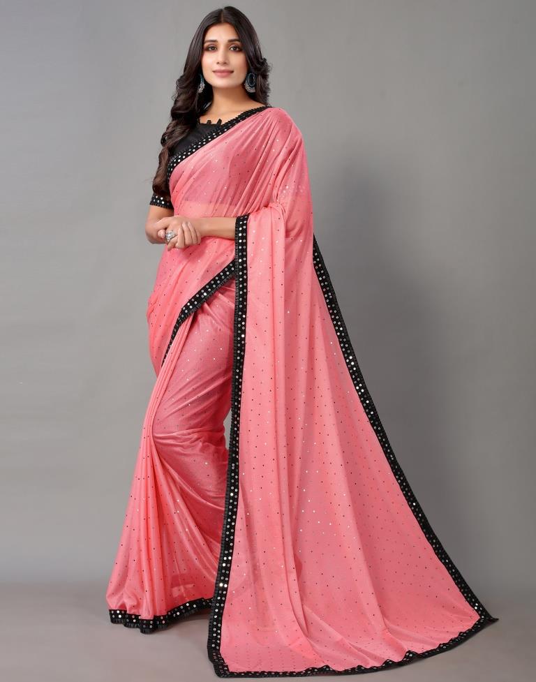 Watermelon Pink Sequence Saree | Sudathi