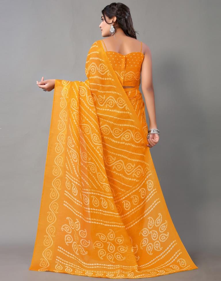 Mustard And Beige Cotton Saree | Sudathi