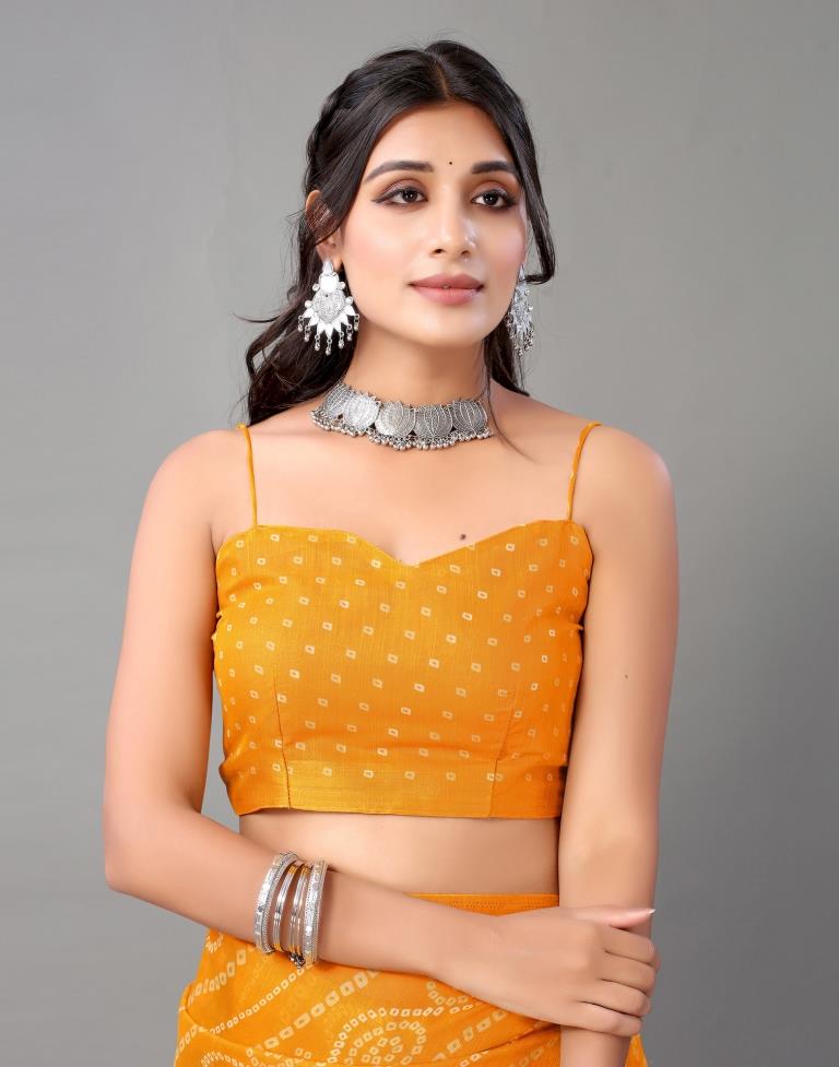 Mustard And Beige Cotton Saree | Sudathi