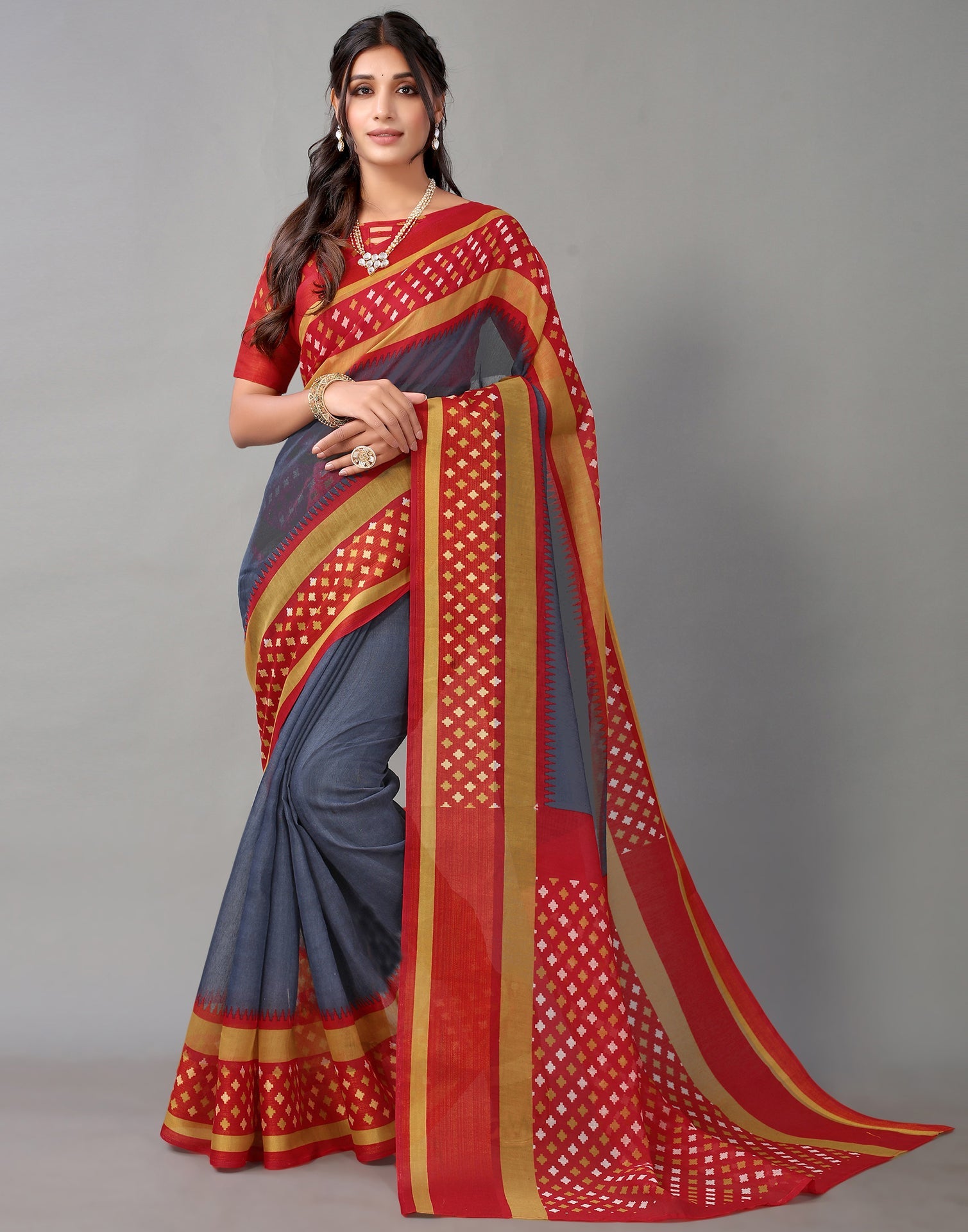 Grey Cotton Saree | Sudathi