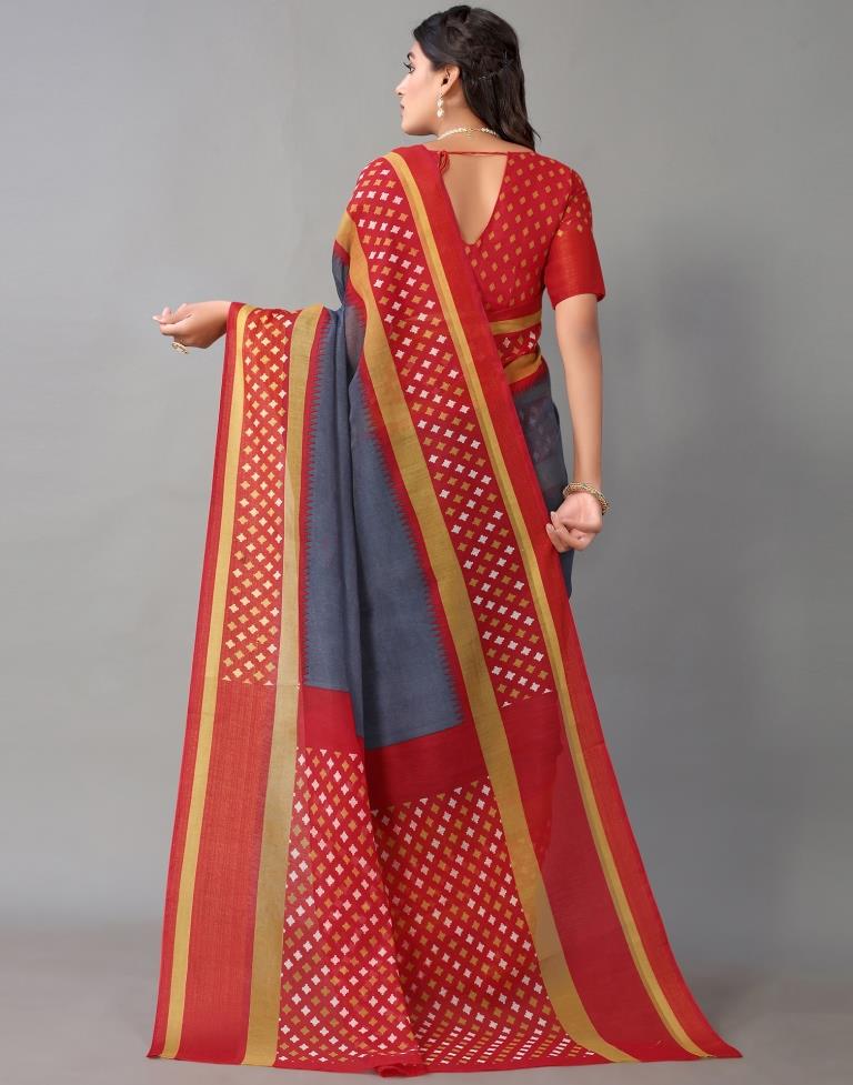 Grey Cotton Saree | Sudathi