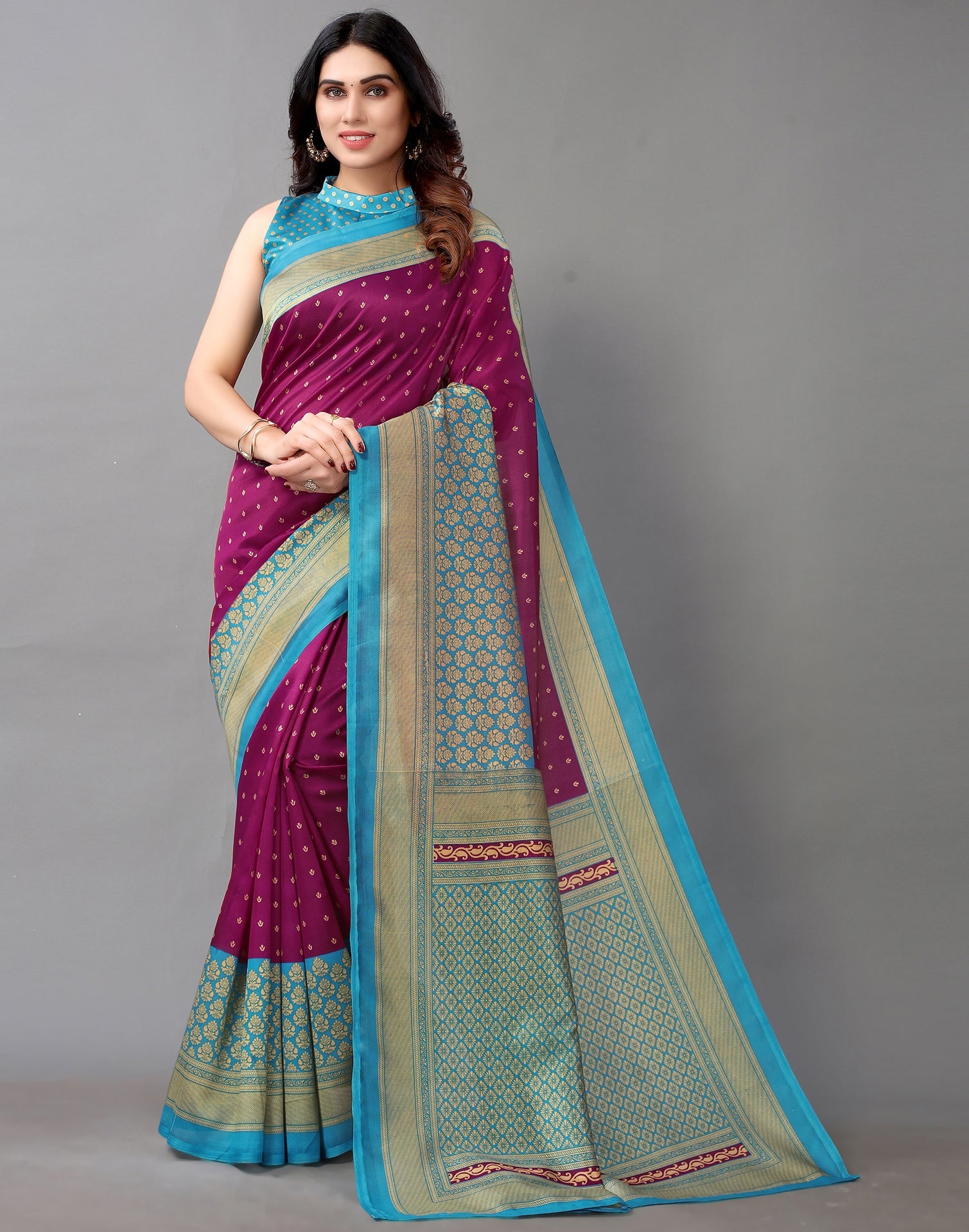 Magenta And Beige Silk Saree | Sudathi