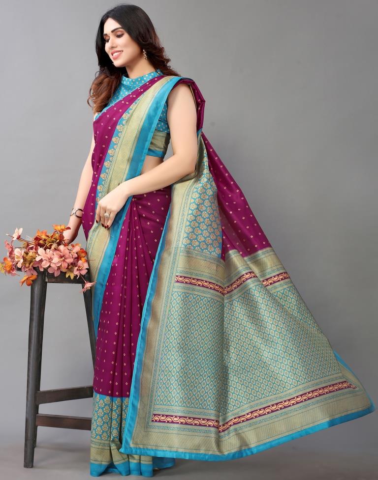 Magenta And Beige Silk Saree | Sudathi