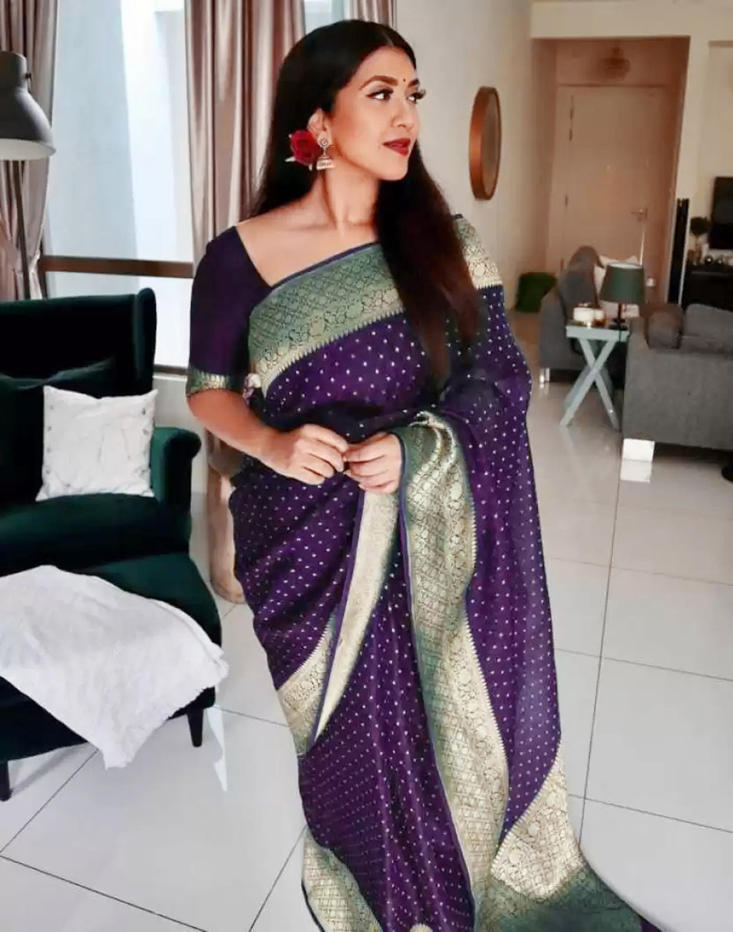 Purple Banarasi Silk Saree | Sudathi