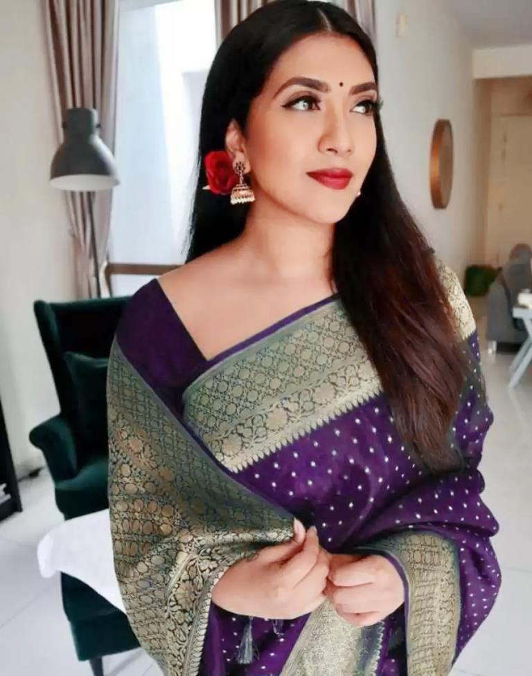 Purple Banarasi Silk Saree | Sudathi