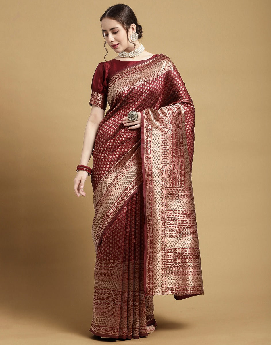 Maroon Kanjivaram Silk Saree | Sudathi