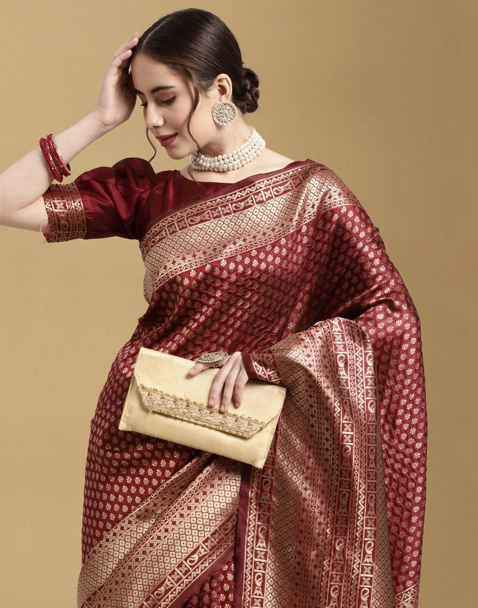 Maroon Kanjivaram Silk Saree | Sudathi