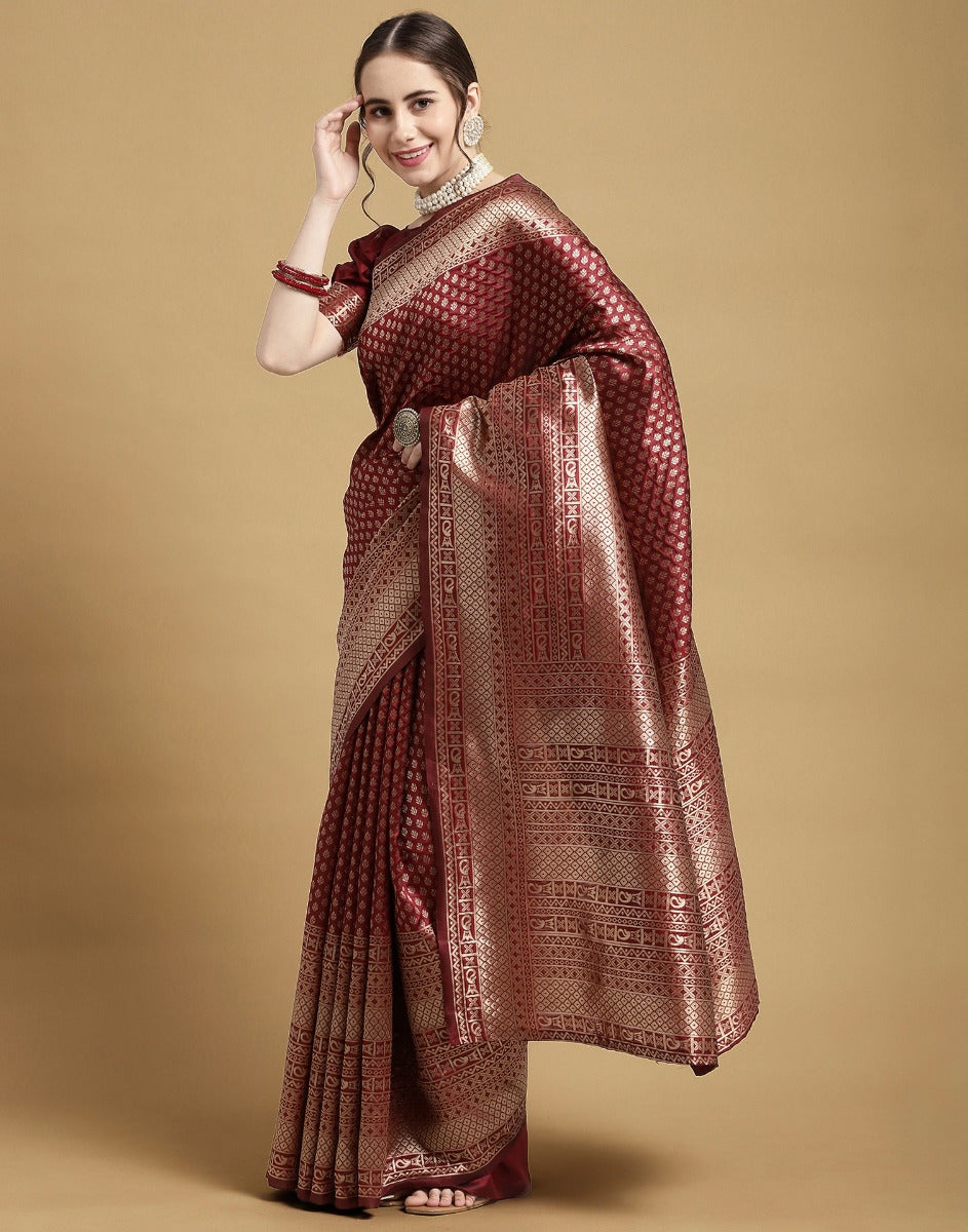 Maroon Kanjivaram Silk Saree | Sudathi
