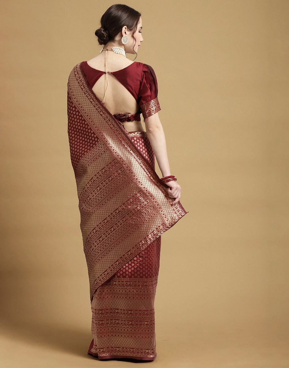 Maroon Kanjivaram Silk Saree | Sudathi