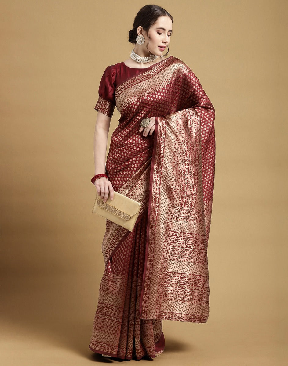 Maroon Kanjivaram Silk Saree | Sudathi