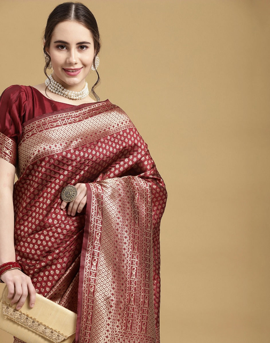 Maroon Kanjivaram Silk Saree | Sudathi