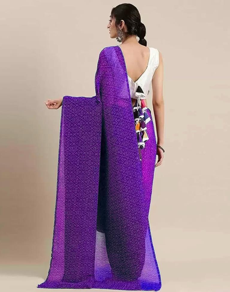 Purple Bandhani Pleated Saree | Sudathi