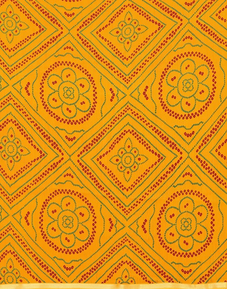 Yellow Bandhani Printed Saree | Sudathi