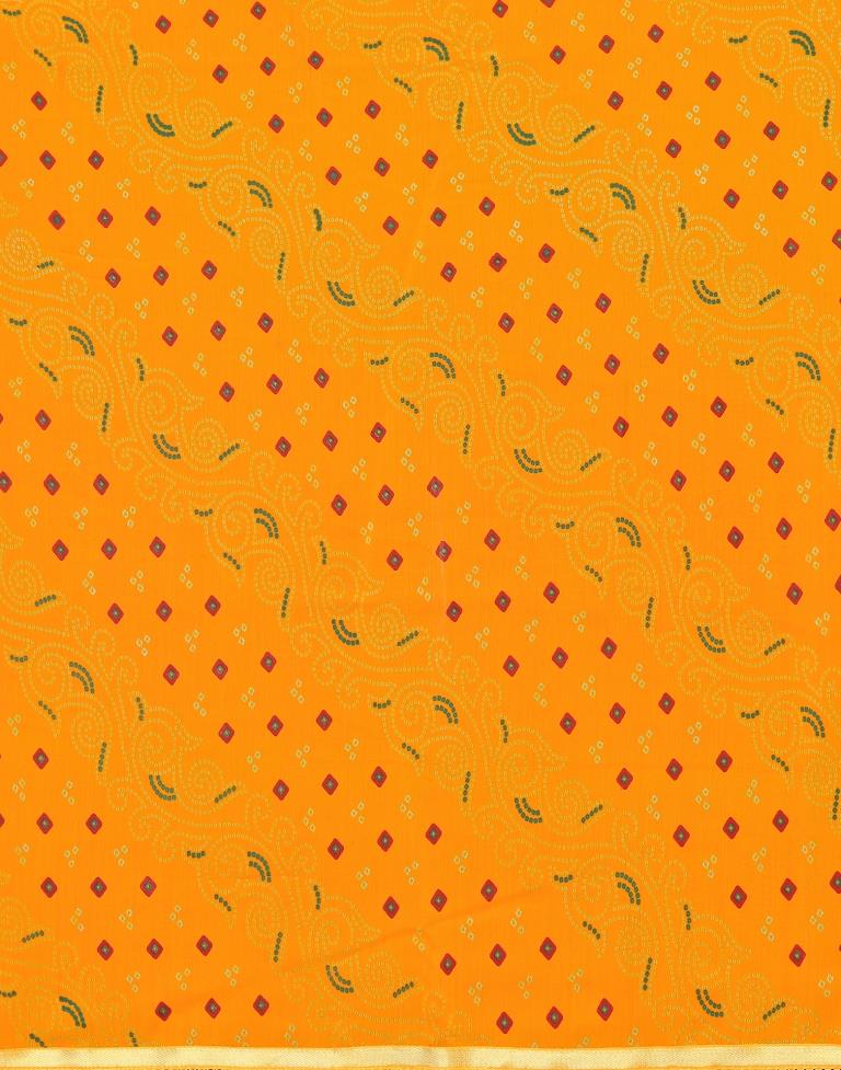 Yellow Bandhani Printed Saree | Sudathi