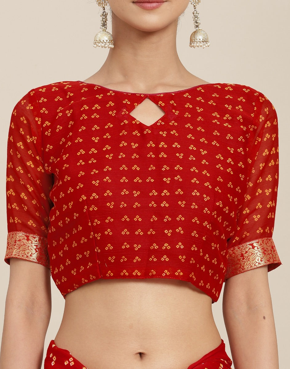Yellow And Red Bandhani Saree | Sudathi