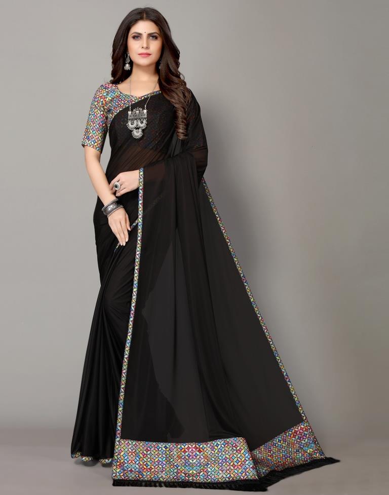 Black Plain Saree | Sudathi