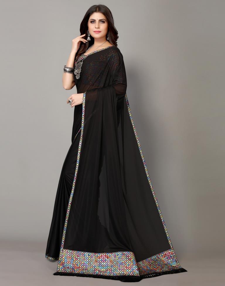 Black Plain Saree | Sudathi