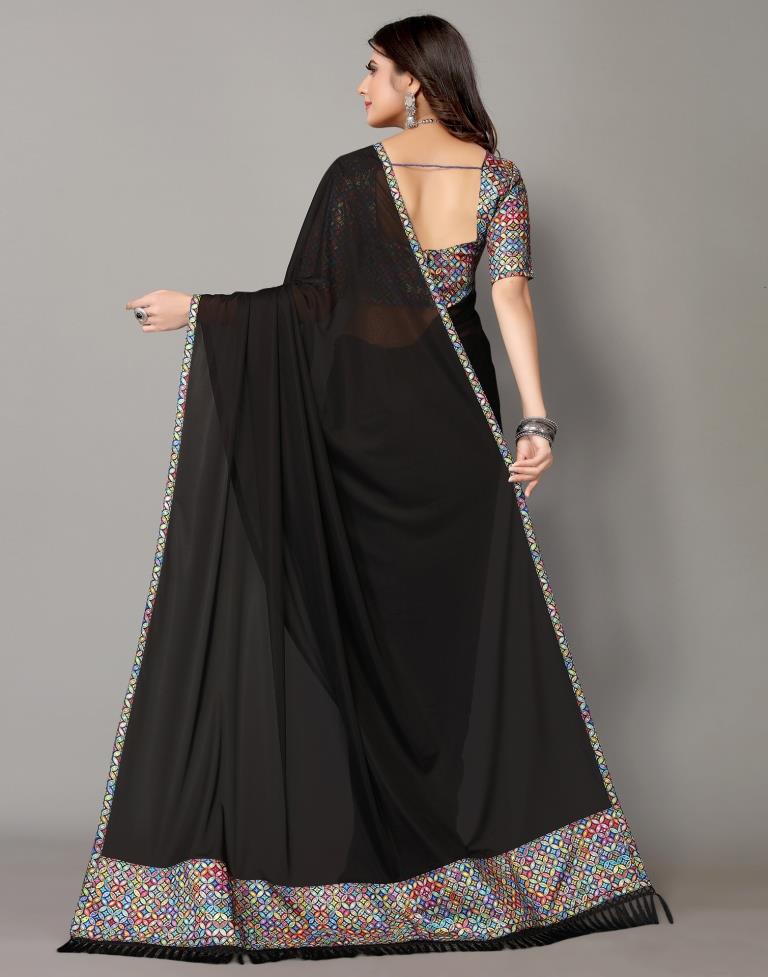 Black Plain Saree | Sudathi