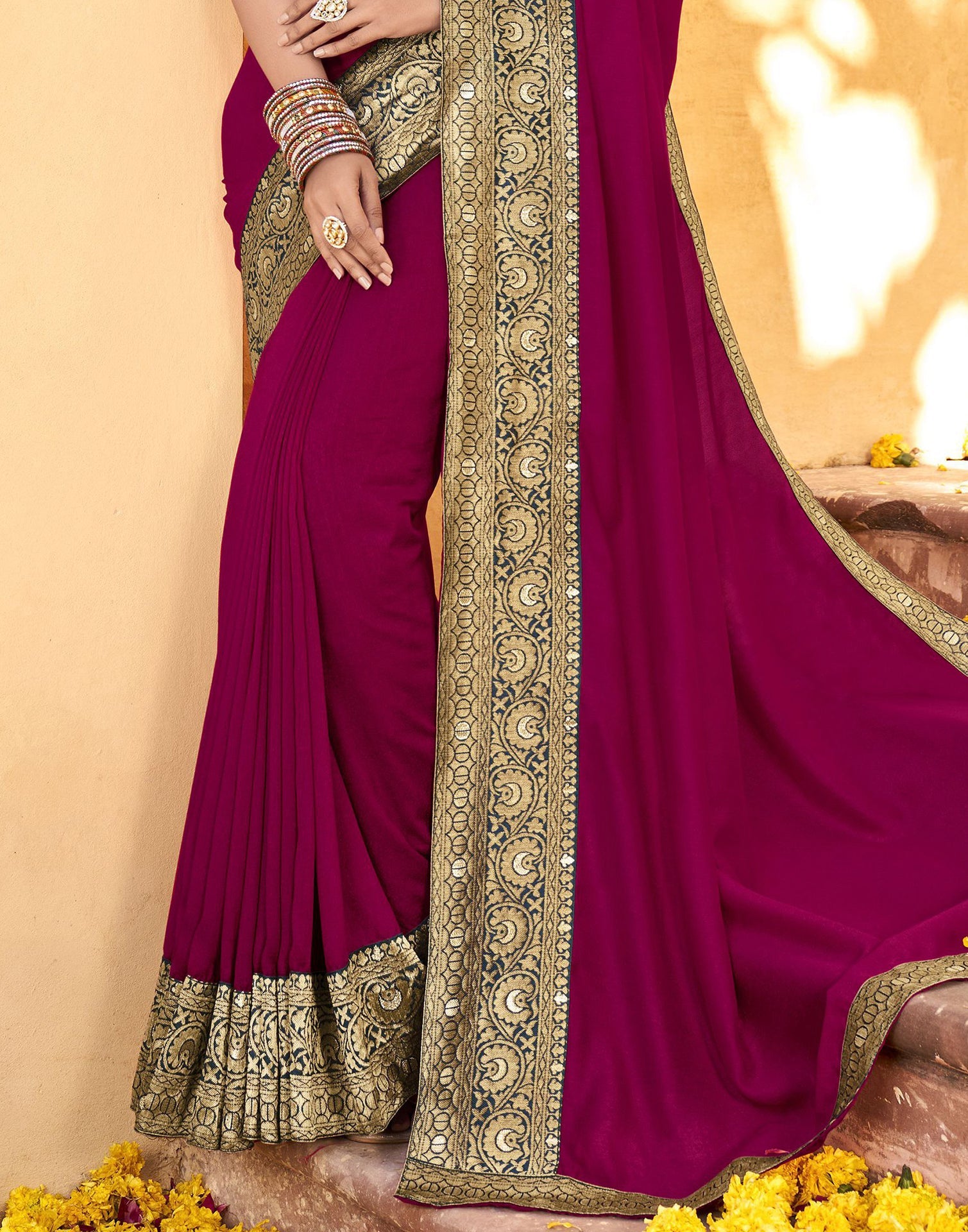 Dark Pink Silk Saree | Sudathi