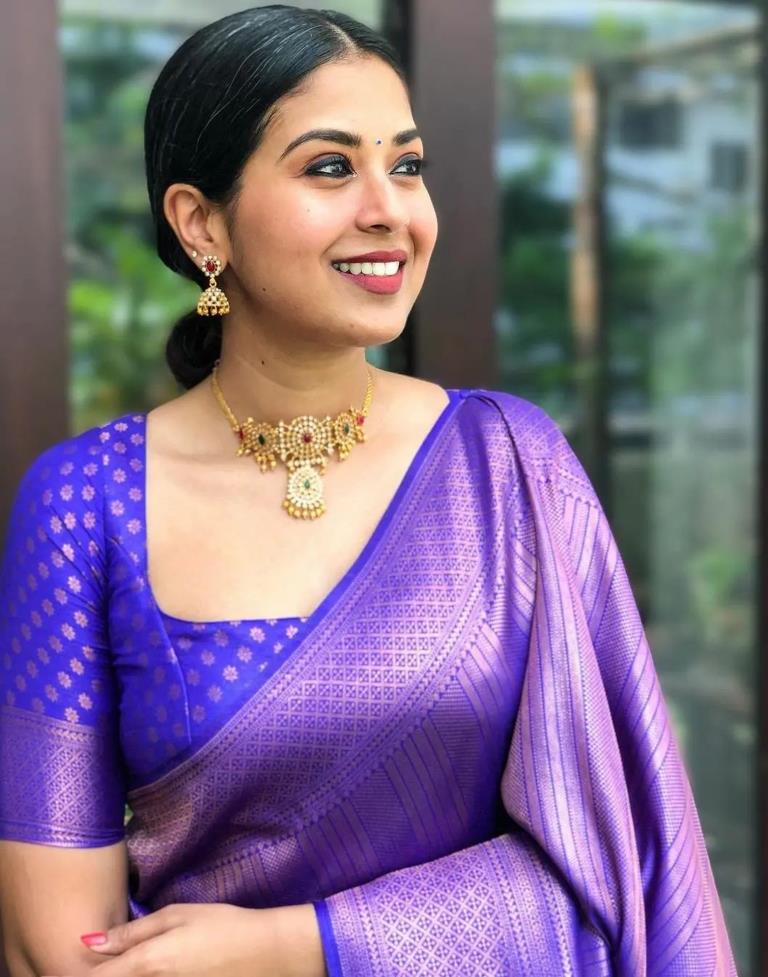 Violet Kanjivaram Silk Saree | Sudathi