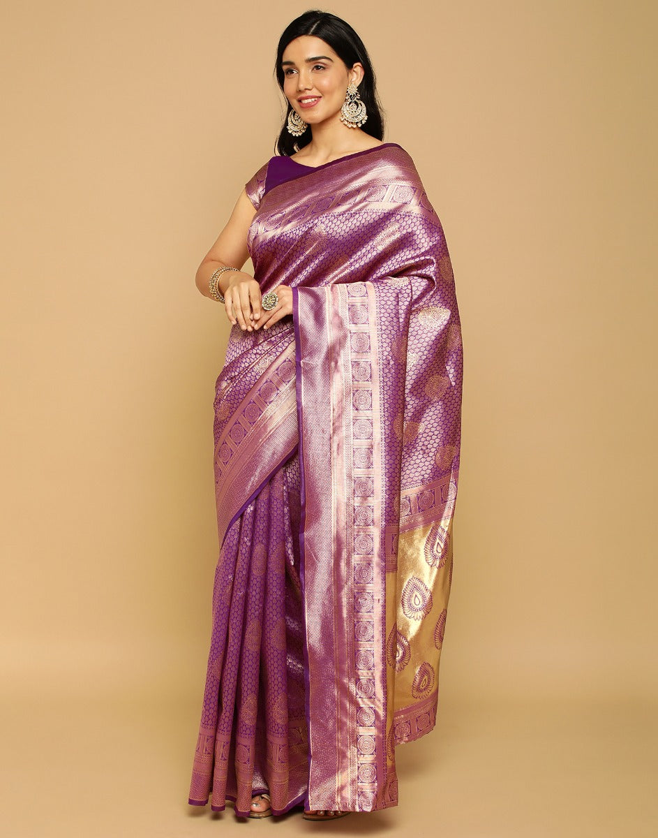 Purple Kanjivaram Silk Saree | Sudathi