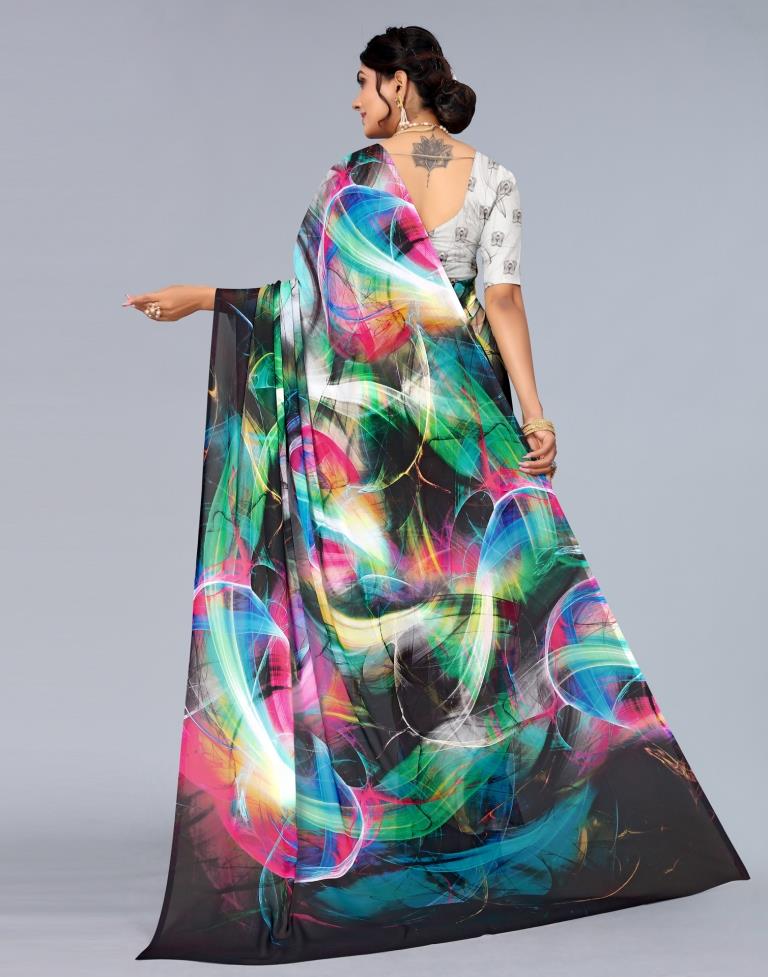 Multicoloured Printed Saree | Sudathi
