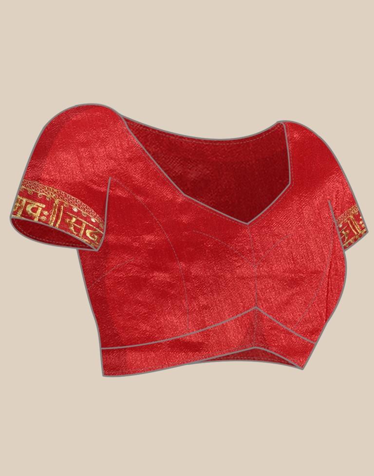 Light Red Cotton Embroidery Saree | Sudathi