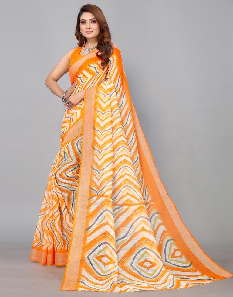 Orange Cotton Saree | Sudathi