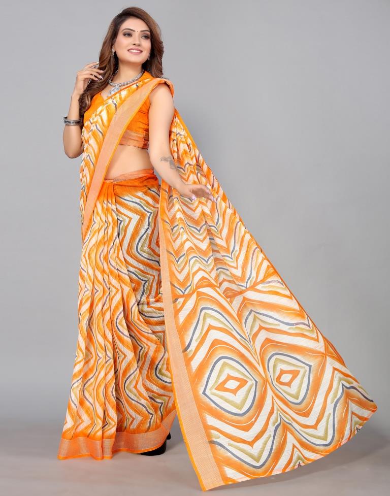 Orange Cotton Saree | Sudathi