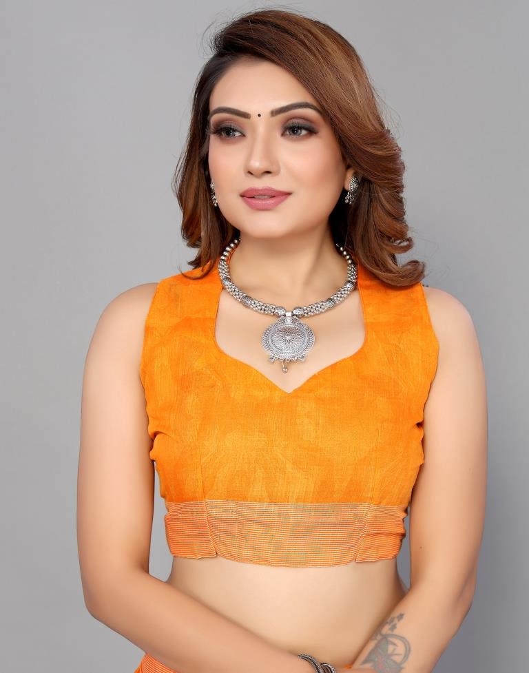 Orange Cotton Saree | Sudathi