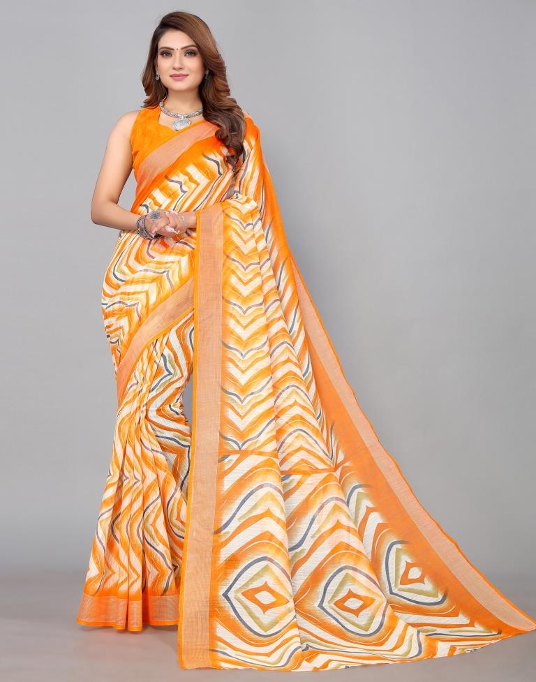 Orange Cotton Saree | Sudathi