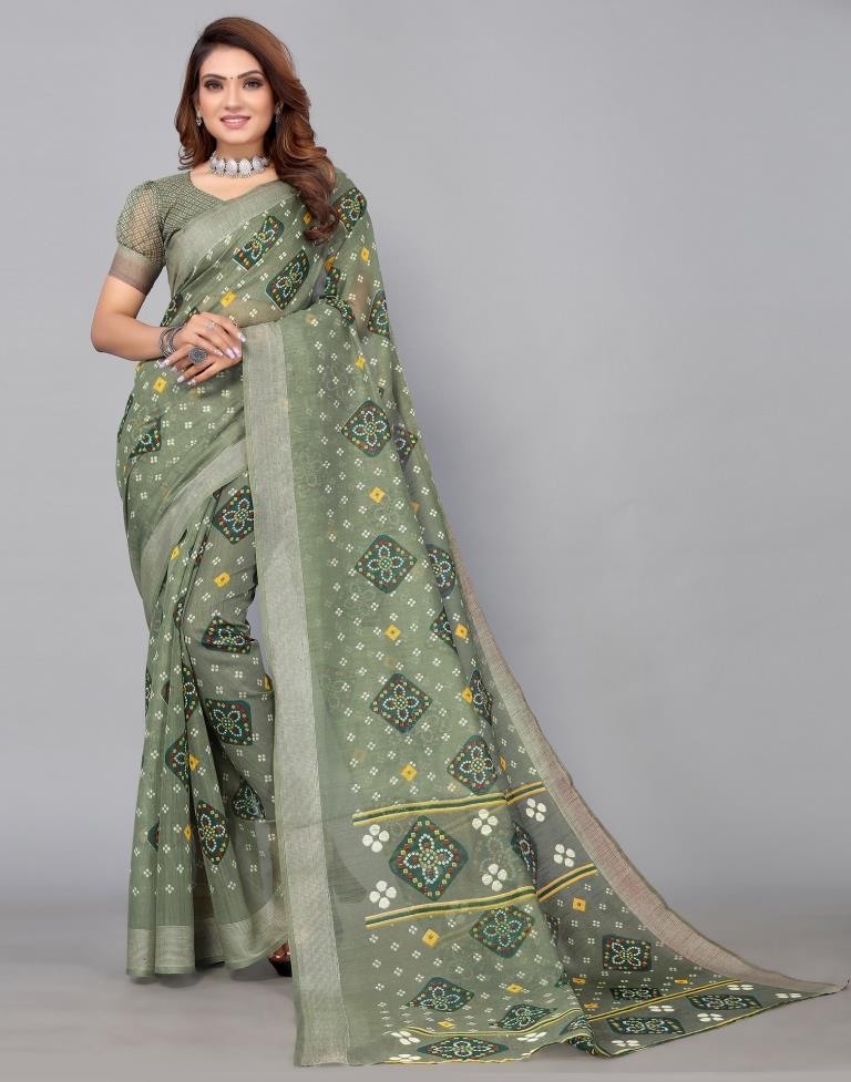 Green Cotton Saree | Sudathi