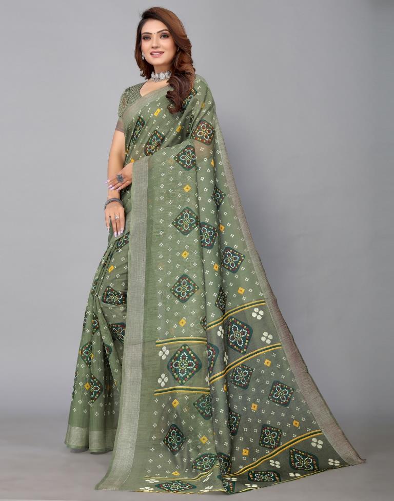 Green Cotton Saree | Sudathi