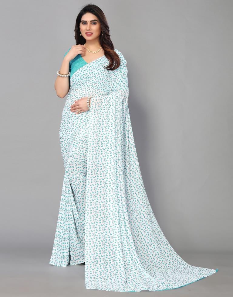 White Printed Saree | Sudathi
