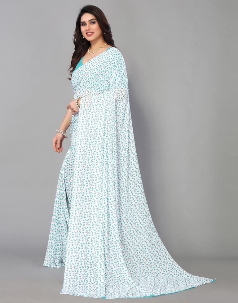 White Printed Saree | Sudathi