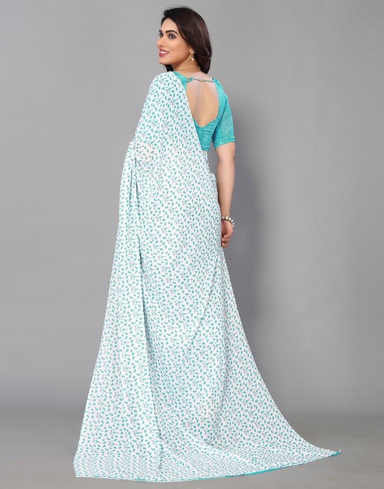 White Printed Saree | Sudathi