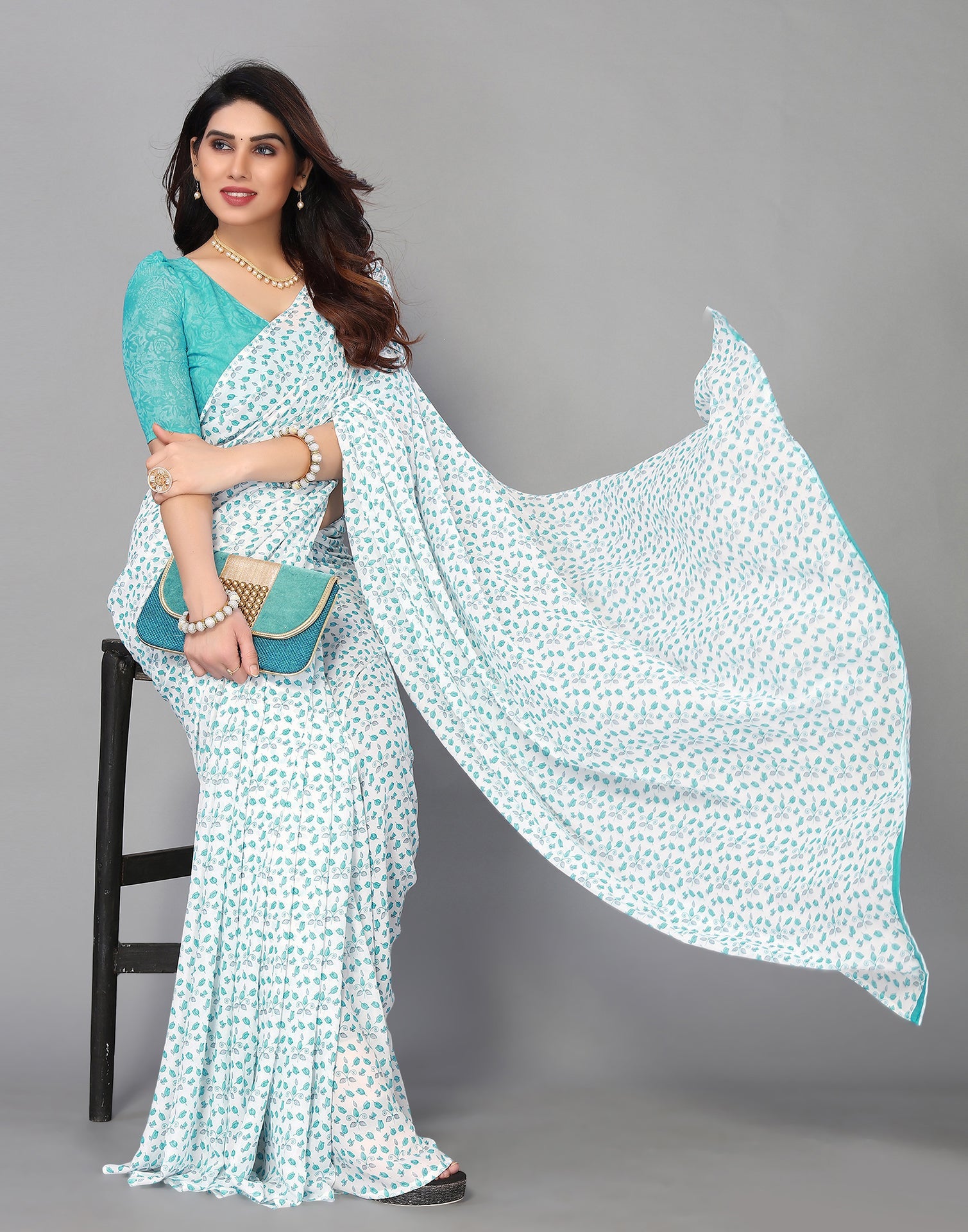 White Printed Saree | Sudathi