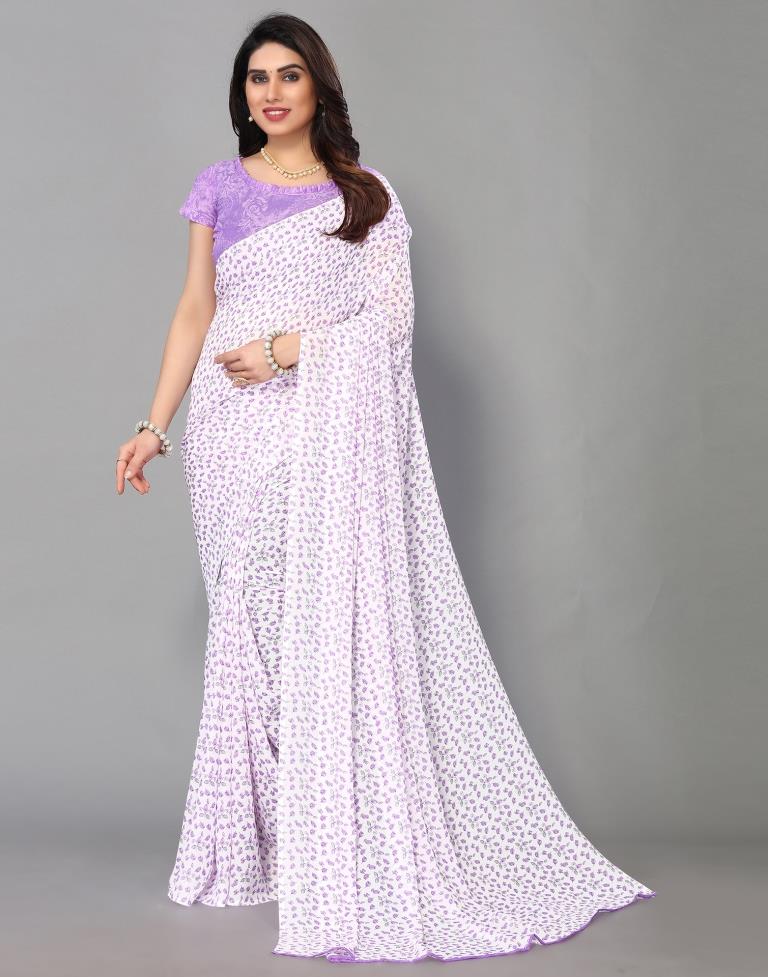 White Printed Saree | Sudathi