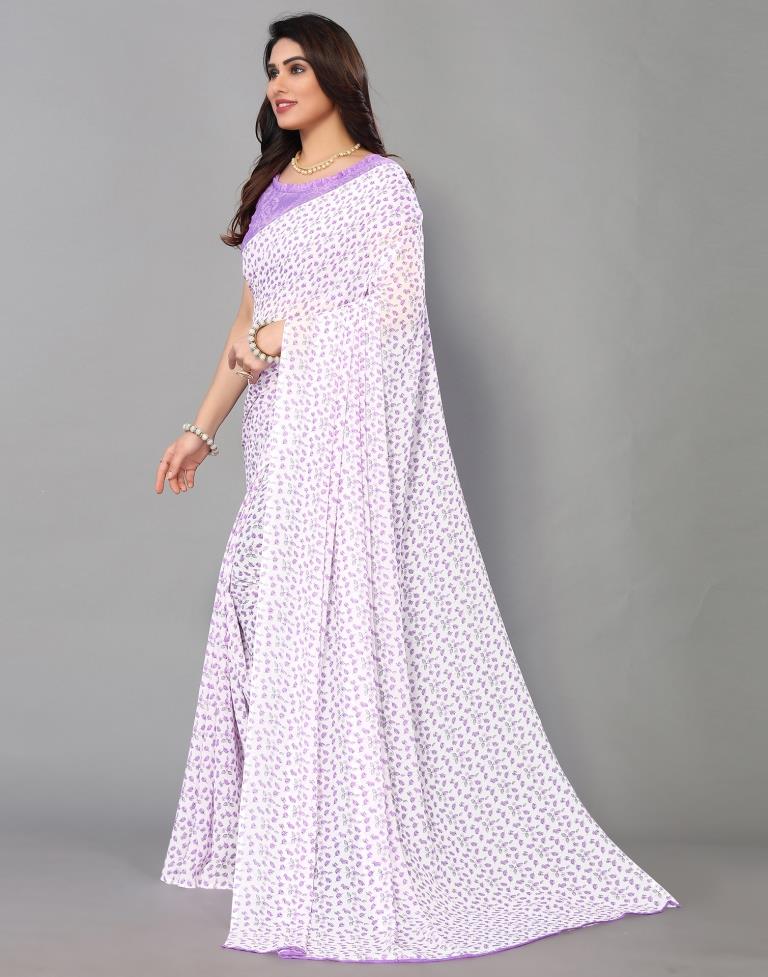 White Printed Saree | Sudathi