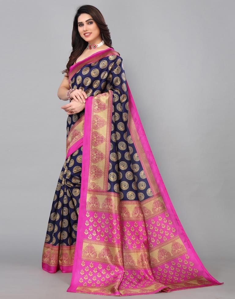 Navy Blue Banarasi Silk Saree | Sudathi